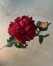 Load image into Gallery viewer, Red Peony Spray with Bud