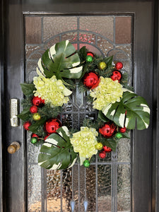 Summer Wreath with Large Red Baubles