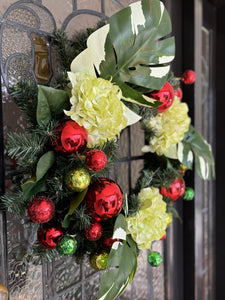 Summer Wreath with Large Red Baubles