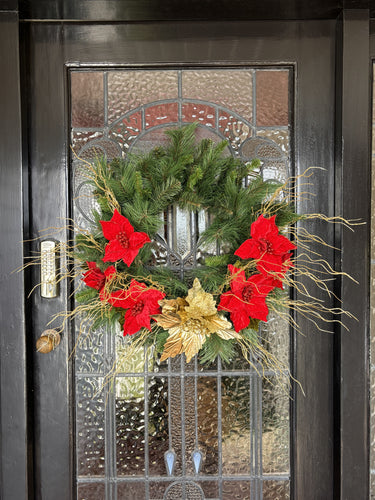 Red & Gold Poinsettia Wreath