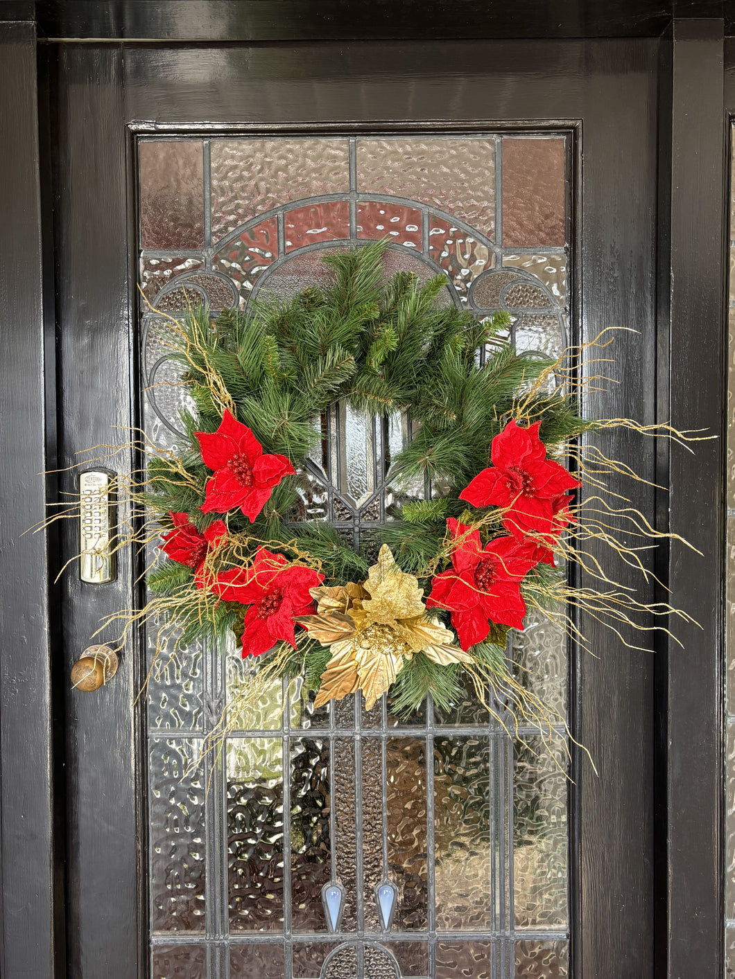 Red & Gold Poinsettia Wreath