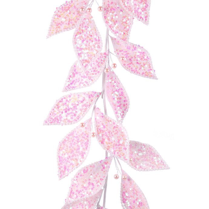 Pink Glitter Leaf Garland