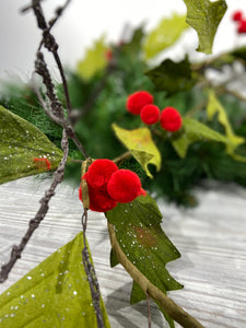 Holly Garland With Red Berries