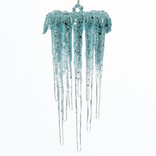 Load image into Gallery viewer, Blue Icicle with Glitter Ornament